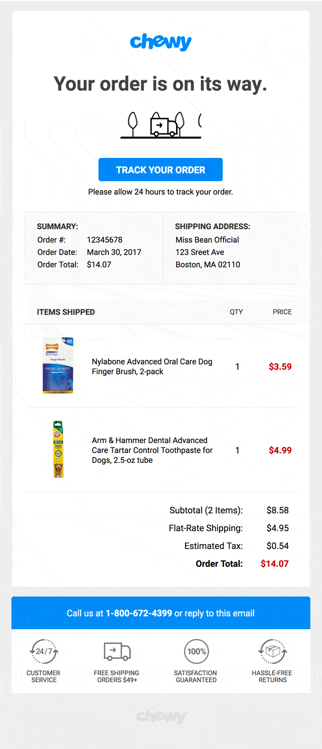 order confirmation email example