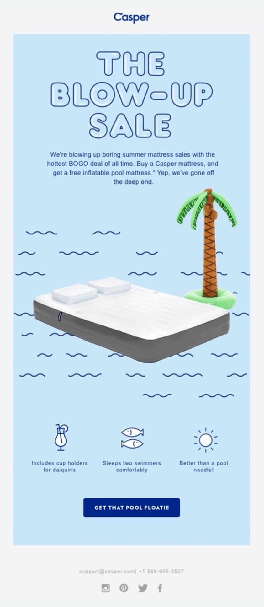 Casper seasonal promotion email example for eCommerce