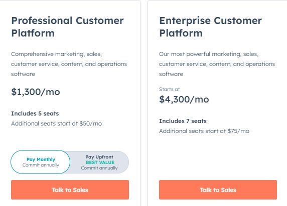HS customer platform pricing