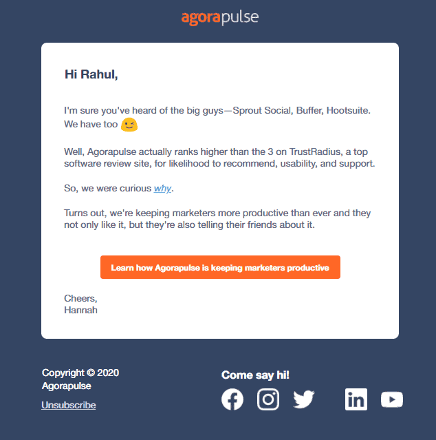 B2B email marketing best practice CTA example