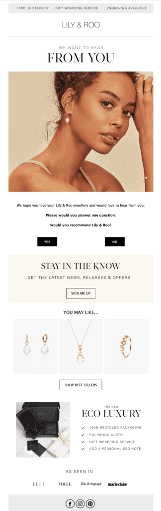 Lily & Roo trigger-based email design