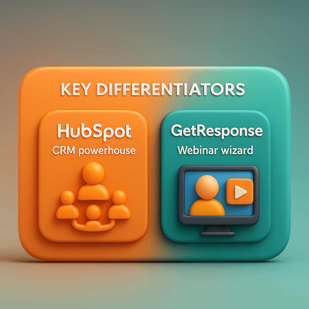 Infographic: HubSpot strength in CRM vs GetResponse strength in webinars