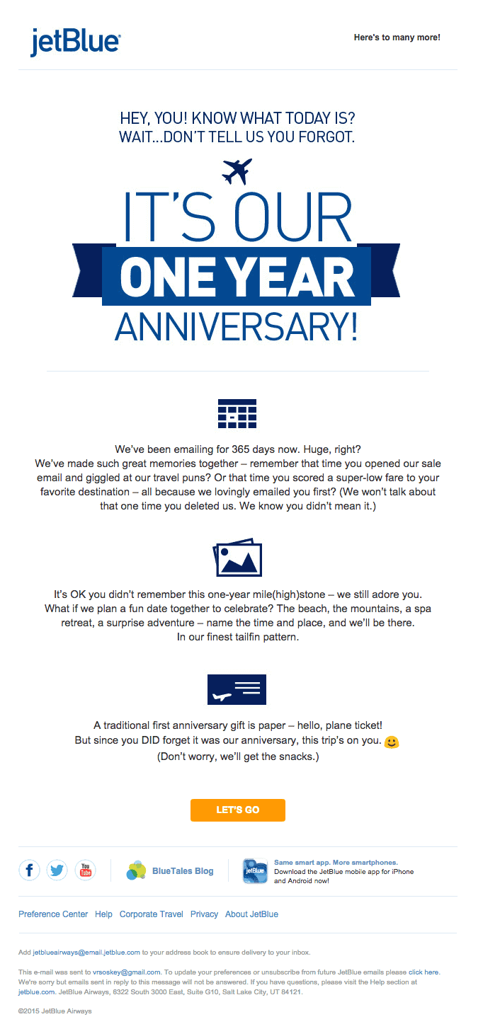 Jetblue email personalization