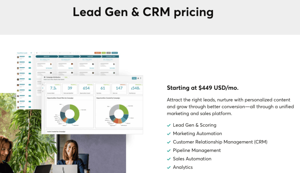 Sharpspring pricing page screenshot - Hubspot alternative for agency automation