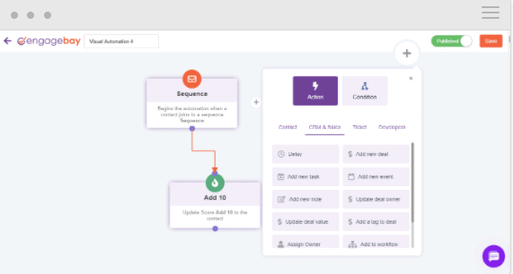 EngageBay's marketing automation software