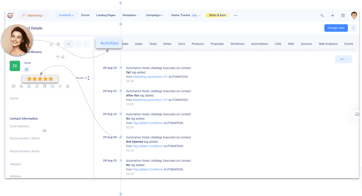 Lead tracking feature in EngageBay