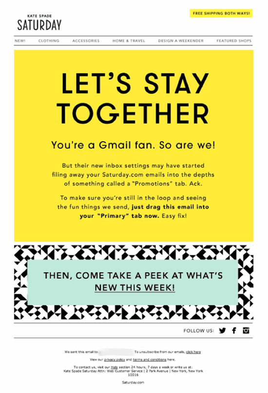 Kate Spade Saturday email sequences