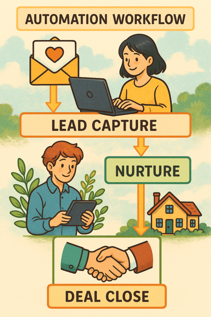 Automation workflow: lead capture → nurture → deal close