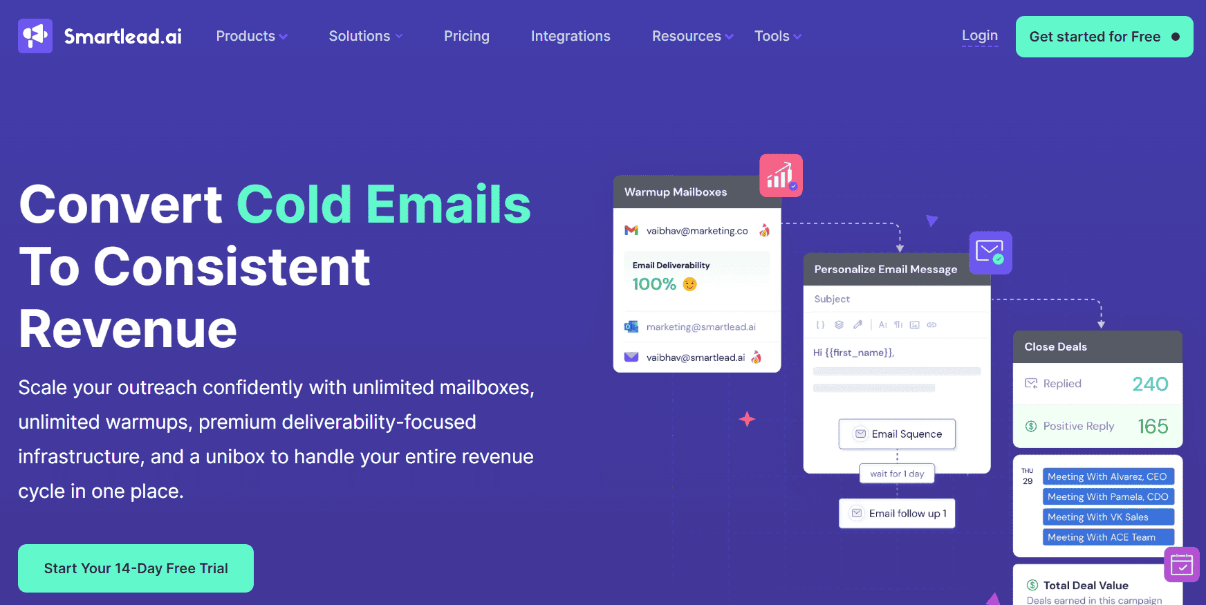 Screenshot of Smartlead automation homepage