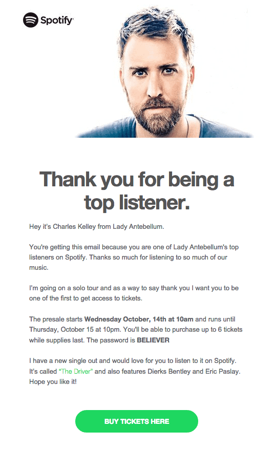 Spotify thank you email